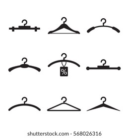 Simple Black Clothes Hanger Icon for Fashion or Sale Design Isolated