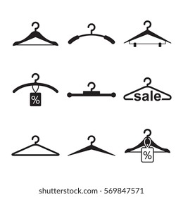 Simple Black Clothes Hanger Icon for Fashion or Sale Design Isolated