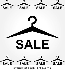 Simple Black Clothes Hanger Icon for Fashion or Sale Design Isolated