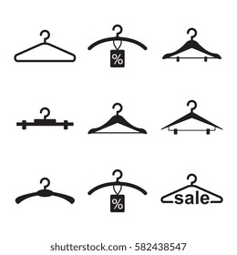 Simple Black Clothes Hanger Icon for Fashion or Sale Design Isolated