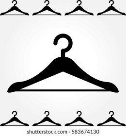 Simple Black Clothes Hanger Icon for Fashion or Sale Design Isolated