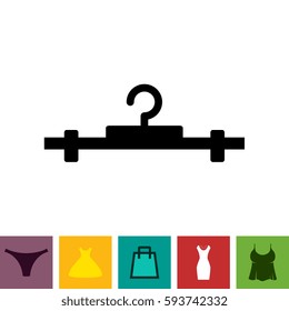 Simple Black Clothes Hanger Icon for Fashion or Sale Design Isolated