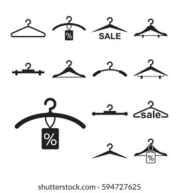 Simple Black Clothes Hanger Icon for Fashion or Sale Design Isolated