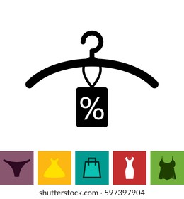 Simple Black Clothes Hanger Icon for Fashion or Sale Design Isolated