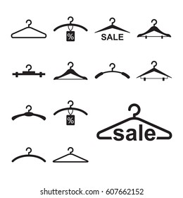 Simple Black Clothes Hanger Icon for Fashion or Sale Design Isolated