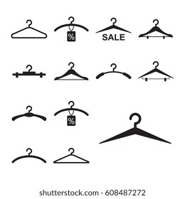 Simple Black Clothes Hanger Icon for Fashion or Sale Design Isolated