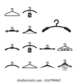 Simple Black Clothes Hanger Icon for Fashion or Sale Design Isolated