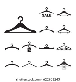 Simple Black Clothes Hanger Icon for Fashion or Sale Design Isolated