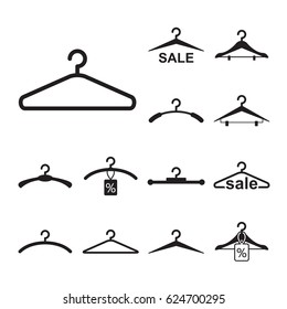 Simple Black Clothes Hanger Icon for Fashion or Sale Design Isolated