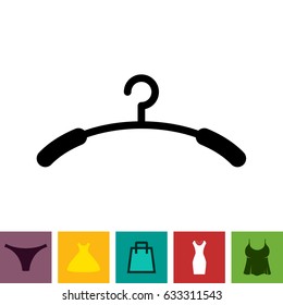 Simple Black Clothes Hanger Icon for Fashion or Sale Design Isolated