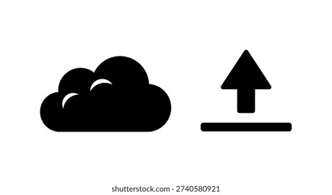 Simple black cloud with arrow symbol