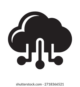 Un simple icono de nube negra con gotas de lluvia cayendo debajo de él