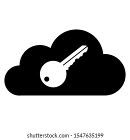 Simple black cloud password symbol isolated on white