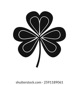 Simple black clover leaf vector icon on white background