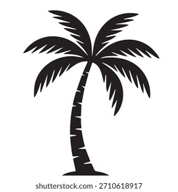 Silueta de palmera de coco negro simple Icono de Vector aislado