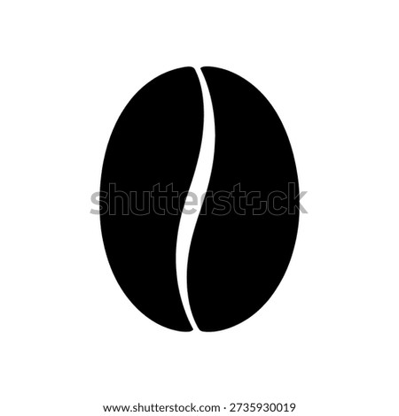 A simple black coffee bean graphic with a notable curved division silhouette