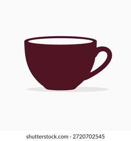 Xícara de café preto simples com alça e sombra no fundo branco
