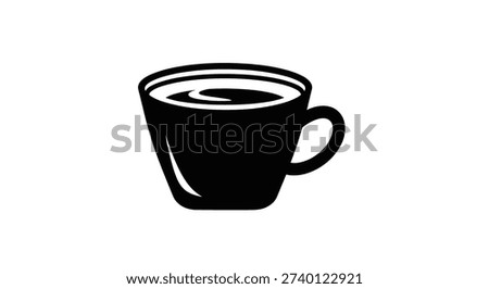 Simple black coffee cup with handle
