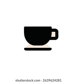Simple black coffee cup icon on white background