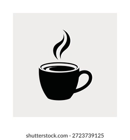 Simples xícara de café preto com vapor aumentando sobre fundo branco