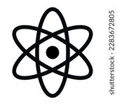 Simple black color atom symbol on white background