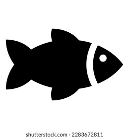 Simple black color fish symbol on white background