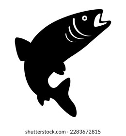 Simple black color pike fish symbol on white background