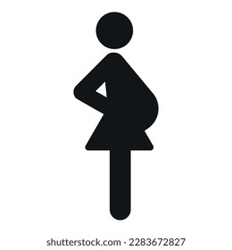 Simple black color pregnant woman symbol on white background