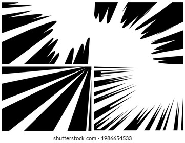 Sencillos elementos de fondo de estilo de historietas en negro, aislados en blanco. Colección de patrones de diseño de fondo abstracto ilustrado vectorial.