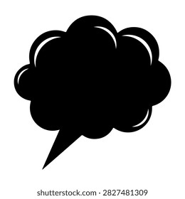 Simple black comic speech bubble icon used for dialogue or expression in comics and graphic designs.