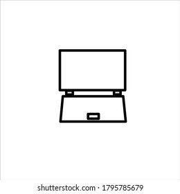 Ilustración simple de un ordenador negro o un icono de un portátil