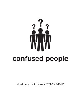 simple black confused people flat design icon template