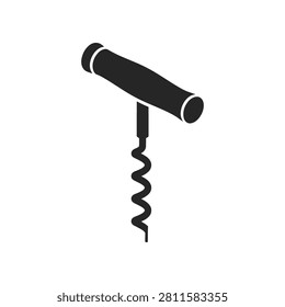 A simple black corkscrew tool against a clean white backdrop ideal for beverage service and barware concepts.