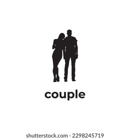 simple black couple silhouette vector design
