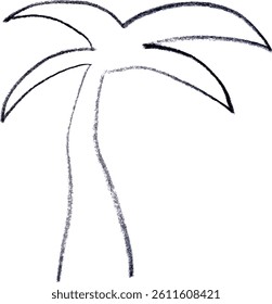 Simple black crayon palm tree
