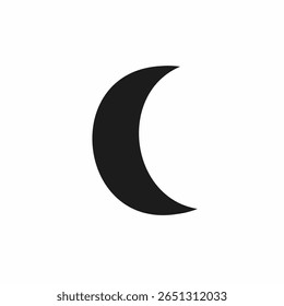 Símbolo de lua crescente preto simples sobre fundo branco