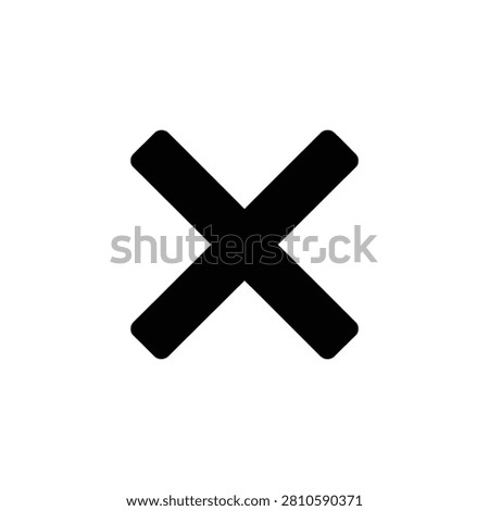 Simple black cross mark icon for cancel or decline user interface button