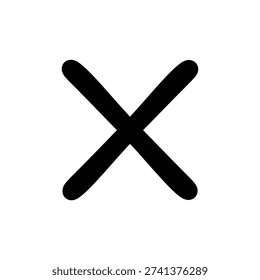 Simple black cross symbol on plain white background