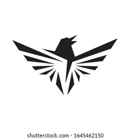 simple black crow raven logo design vector sign illustrations