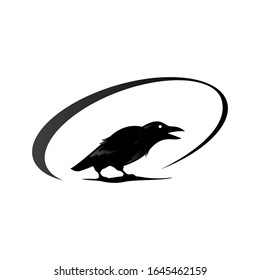 simple black crow raven logo design vector sign illustrations