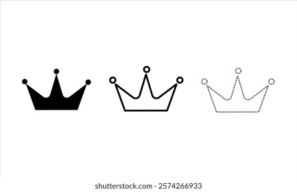 Simple black crown icon with three points on a transparent background, perfect for royalty or leadership concepts in design projects