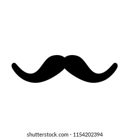 Simple Black Curly Moustache Symbol Icon with Upwards Rolled Ends. Vector Image.
