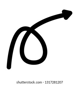 Simple black curve arrow point to right hand size flat design