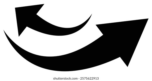 Simple Black Curved Arrow for Directional Use. Black Curved Arrow in Flat Style. Black Curved Arrow Symbol. Black Curved Arrow Isolated on White Background.