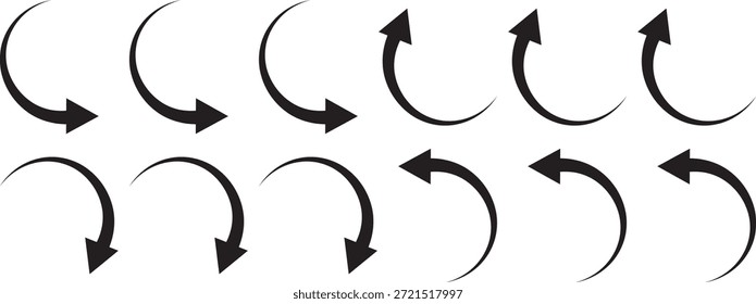 
Simple black curved arrow icon pointing right. Long curved hand drawn arrow isolated. arrow icon on transparent png background
