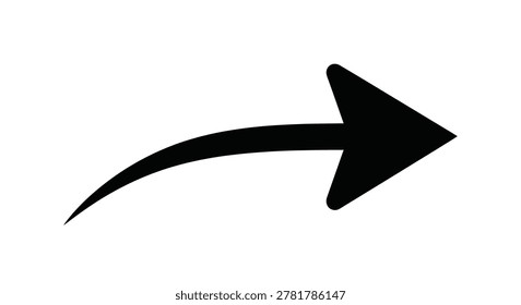 Simple black curving right arrow for navigation and next with it signifies navigation