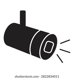 A simple black cylindrical object with a protrusion and a light effect, conveying a sense of technology or industry