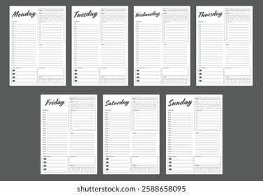 Simple black daily planner template