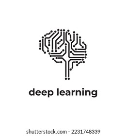 simple black deep learning for logo company design
