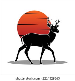 Simple black deer silhouette logo illustration